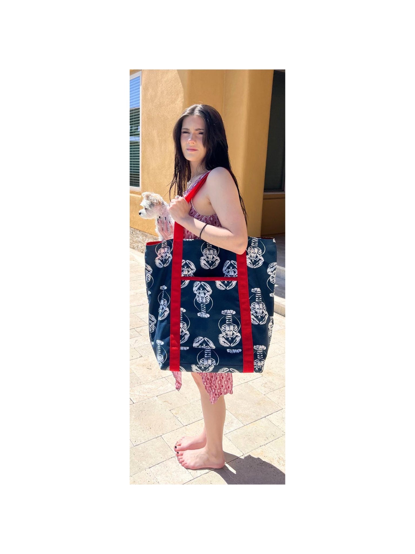 Lobster Print Oversized Beach Tote