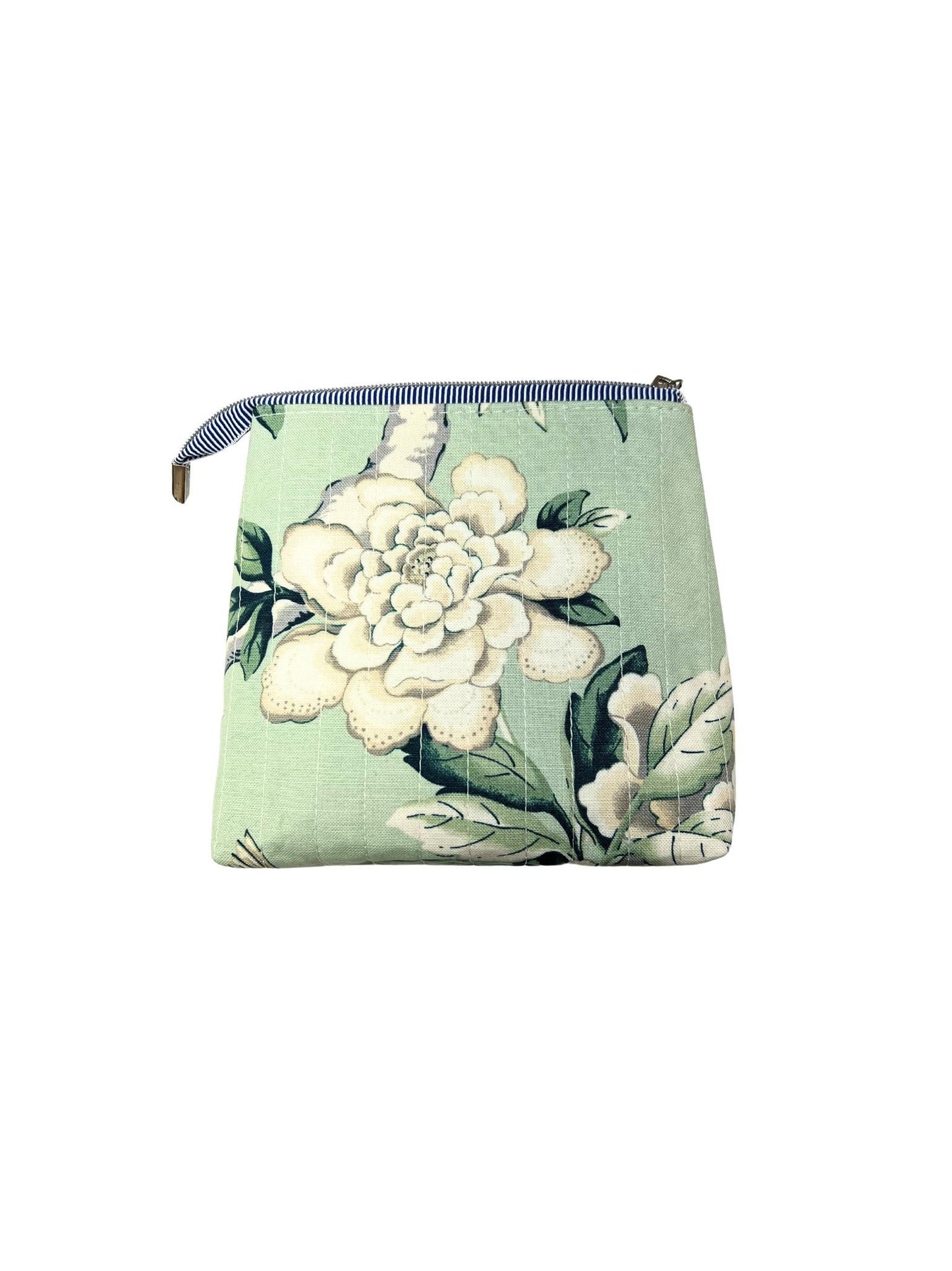 Sage Green Bird Floral Zipper Pouch | Handmade Makeup Bag | Botanical Bird Cosmetic Bag | Be•Spoken Handmade