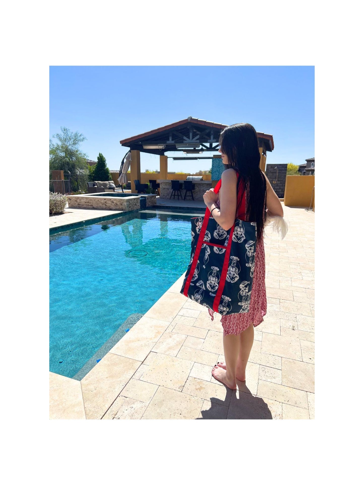 Lobster Print Oversized Beach Tote
