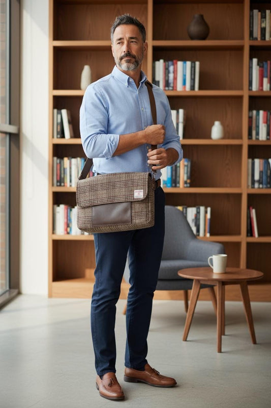 Harris Tweed Laptop Messenger Bag
