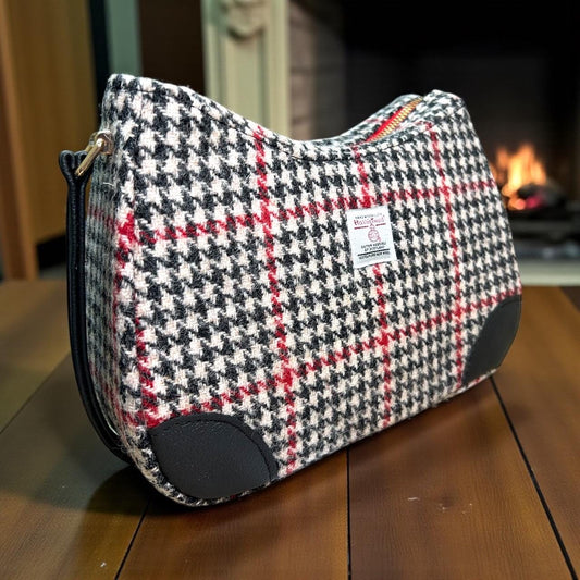 Harris Tweed Shoulder Bag with Leather Strap Handbag Fall Fashion Gifts