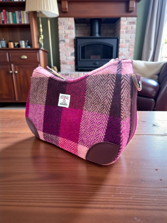 Harris Tweed Shoulder Bag: Faux Leather Strap Purse