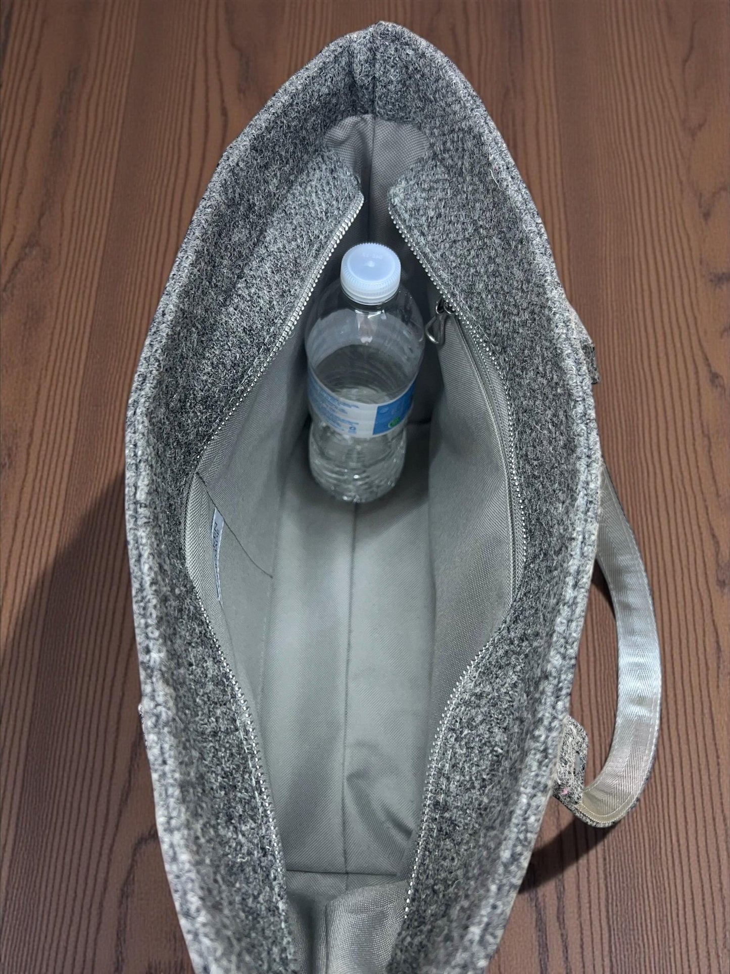 Harris Tweed Mini Tote Bag, Grey Scottish Wool Purse, Unique Handmade Structured Zipper Tote, Classic Professional Work Laptop Handbag,