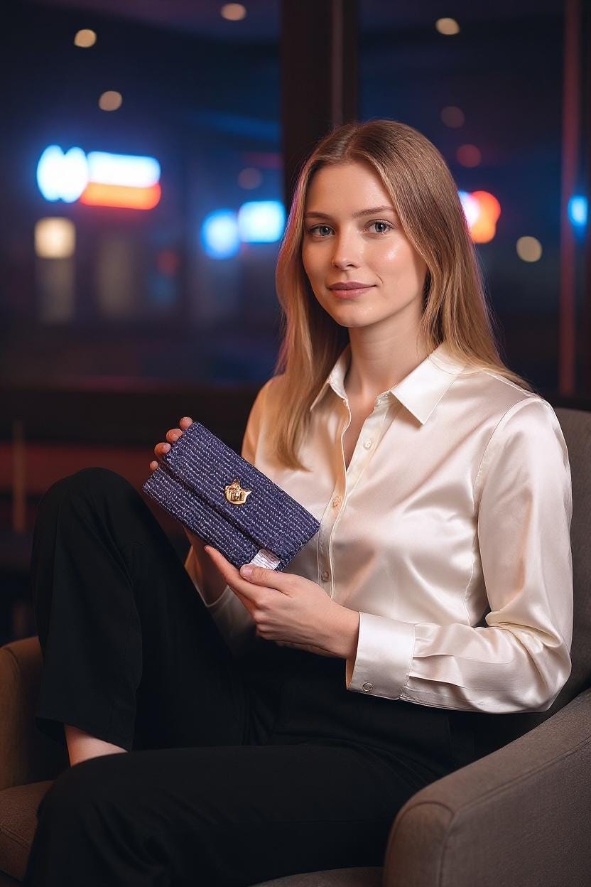 Trifold Harris Tweed Wallet with Cat Twist Lock Closure Purple