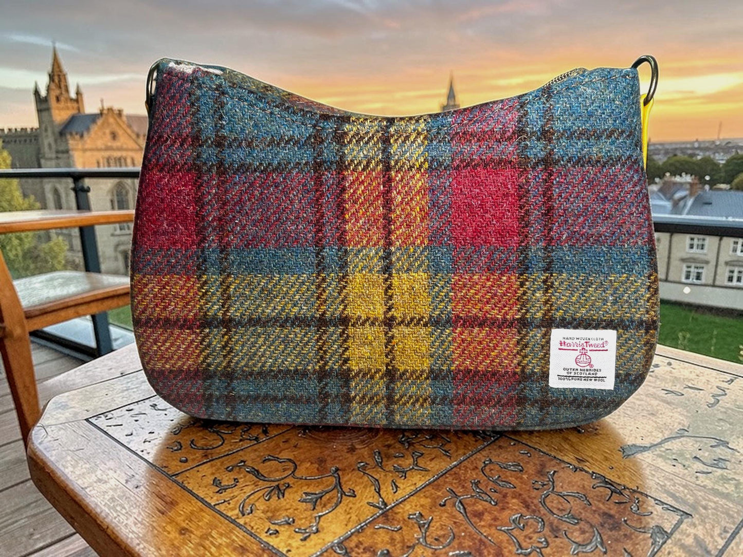 Harris Tweed Shoulder Bag: Faux Leather Strap Purse