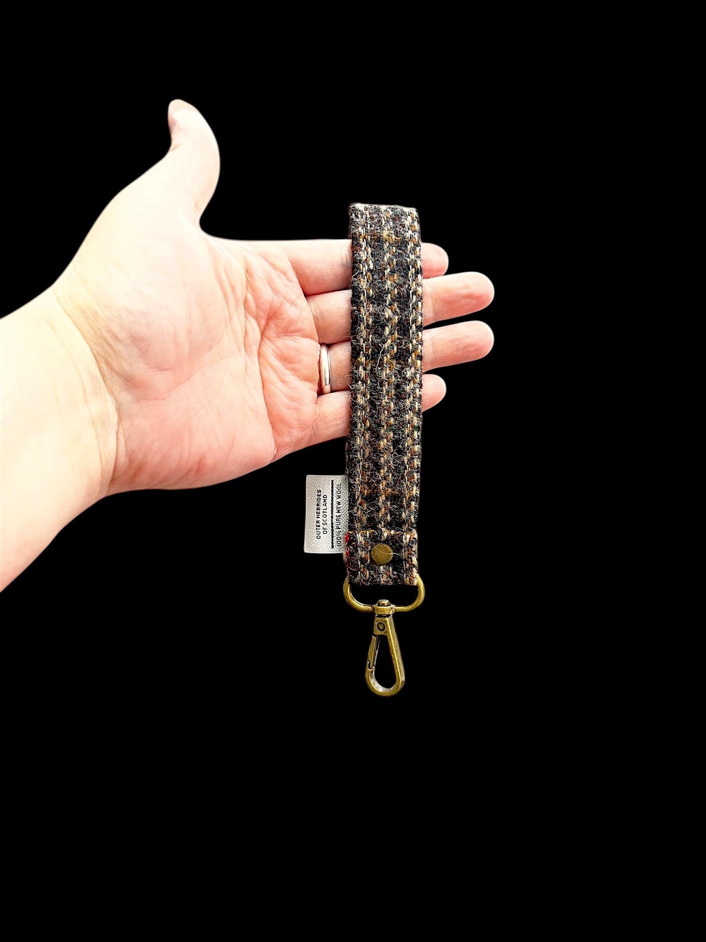 Harris Tweed Key Fob, Brown Beige Stripe