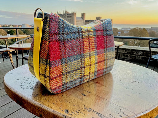 Harris Tweed Shoulder Bag: Faux Leather Strap Purse