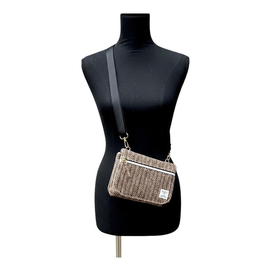 Harris Tweed Small Crossbody Wallet Purse Light Pink, Olive. Black