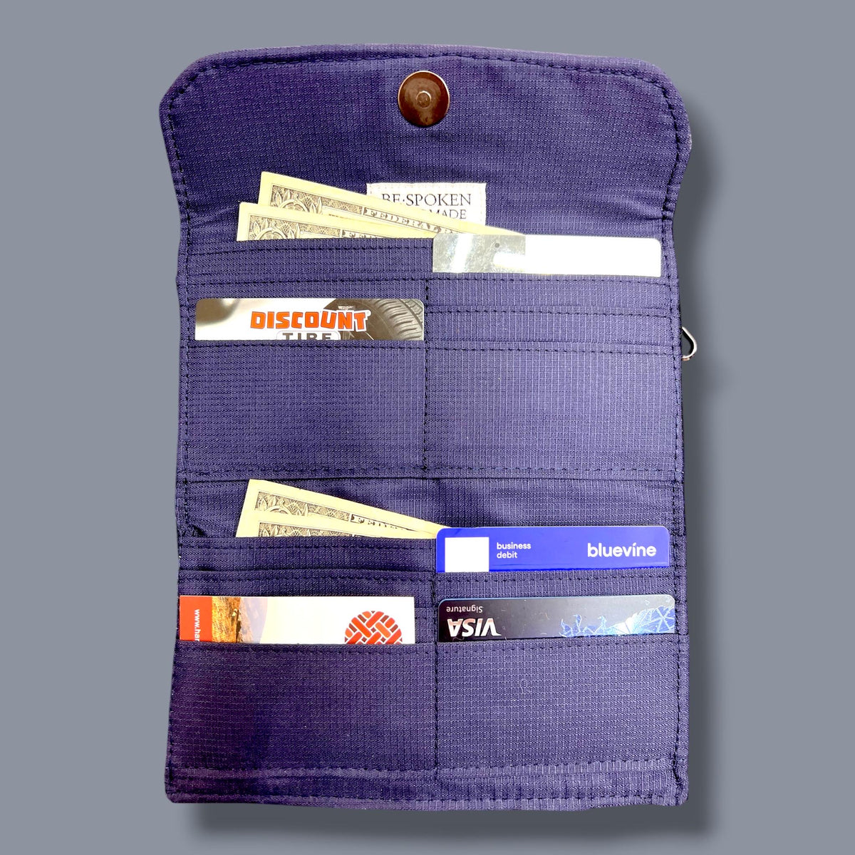 Trifold Harris Tweed Blackwatch Plaid Tartan Wallet with Zippered Pocket