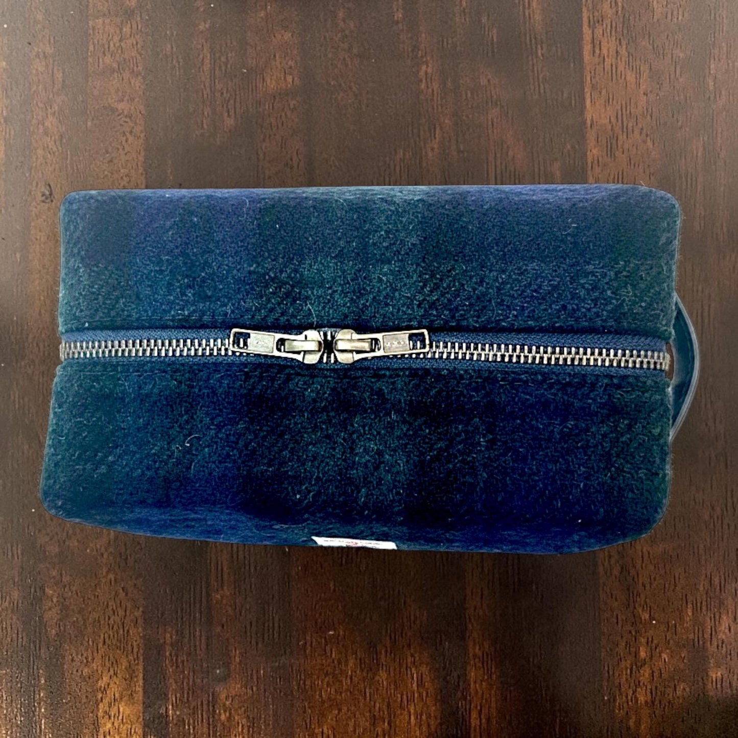 Men's Harris Tweed Dopp Kit, Minimalist Wool Travel Toiletry Bag, Blackwatch Tartan