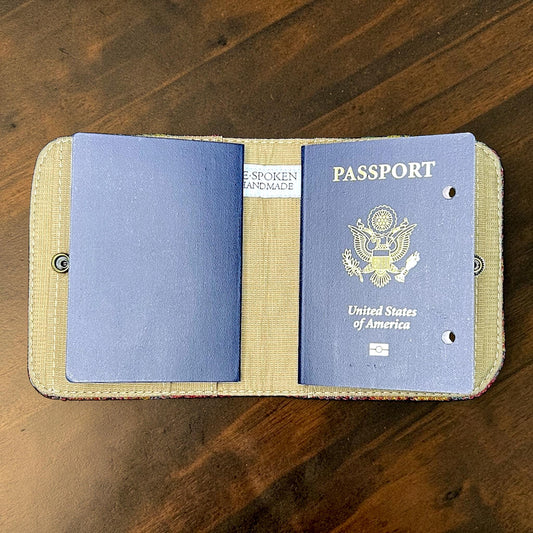 Harris Tweed Passport Cover with Credit Card Slots Yellow Blue Pink