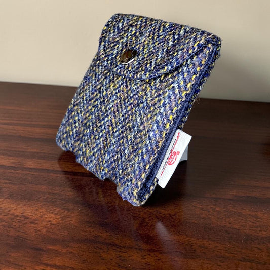 Trifold Harris Tweed Navy Indigo Stripe Credit Card Wallet
