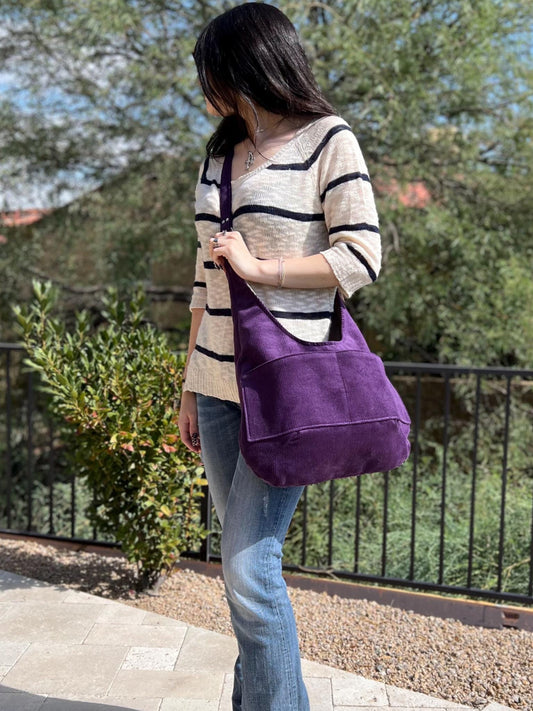 Crossbody Corduroy Hobo Bag