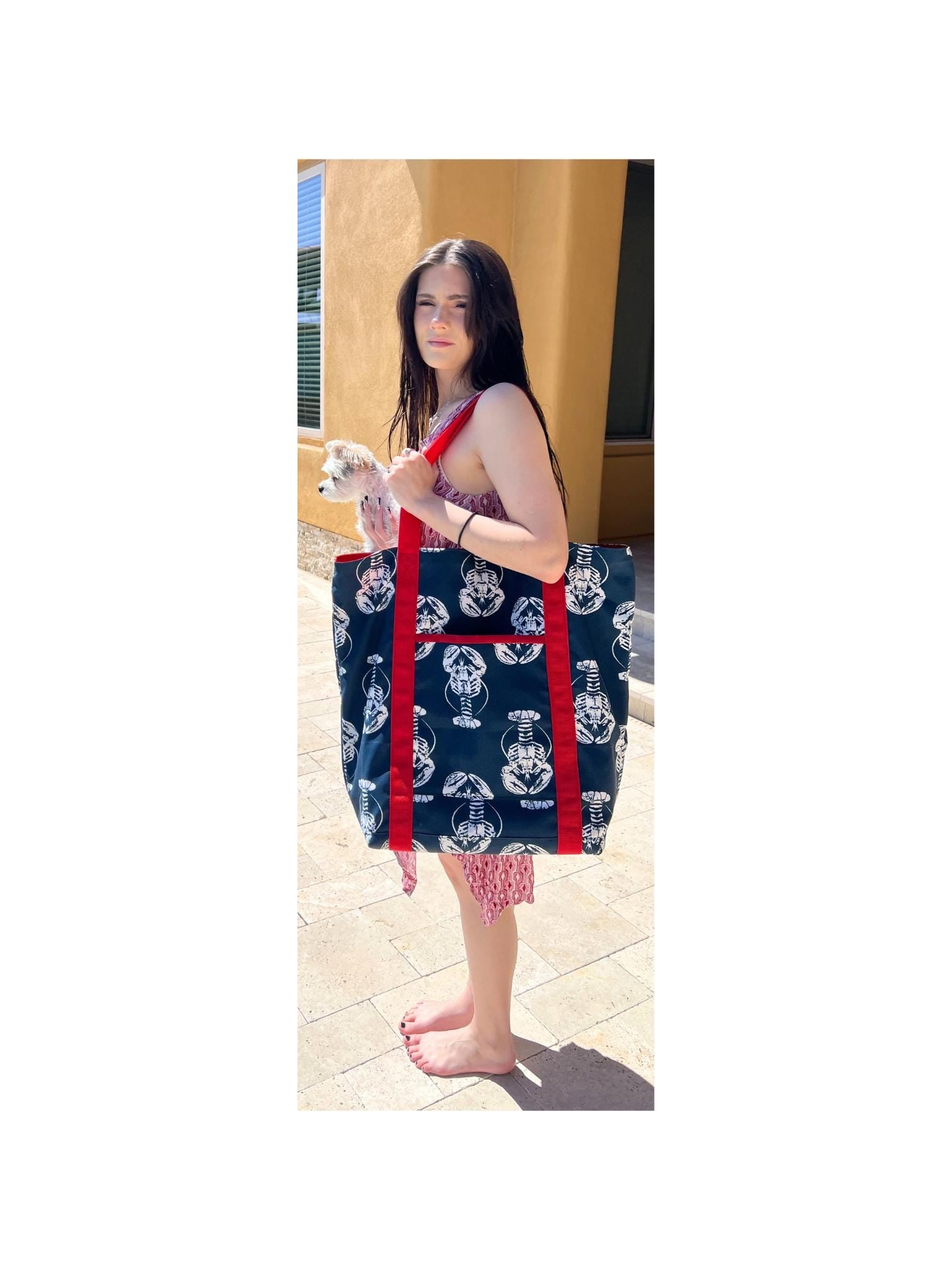 Lobster Print Oversized Beach Tote