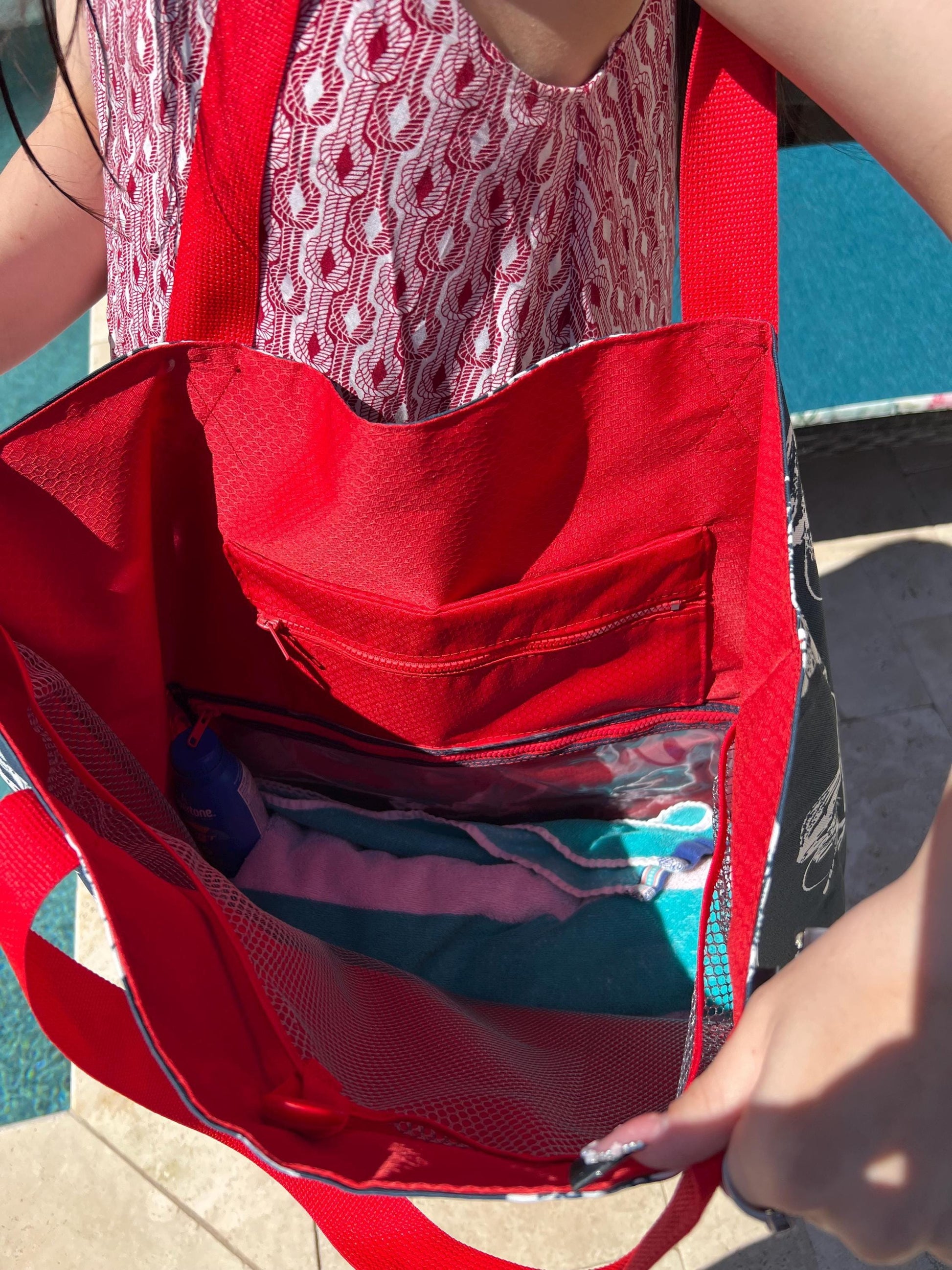 Lobster Print Oversized Beach Tote