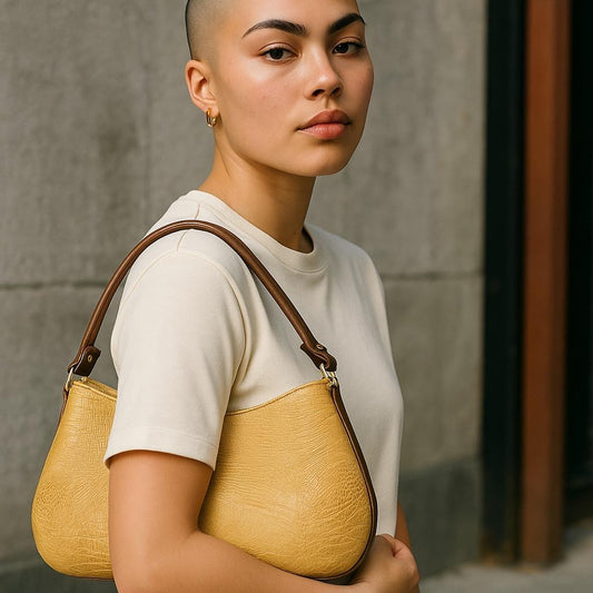 Small Modern Neutral Shoulder Bag, Camel Lizard Faux Leather Purse, Structured Sleek Minimalist Handbag, Quality Artisan Handmade Pocketbook