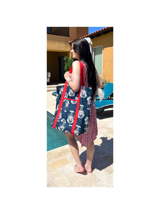 Lobster Print Oversized Beach Tote
