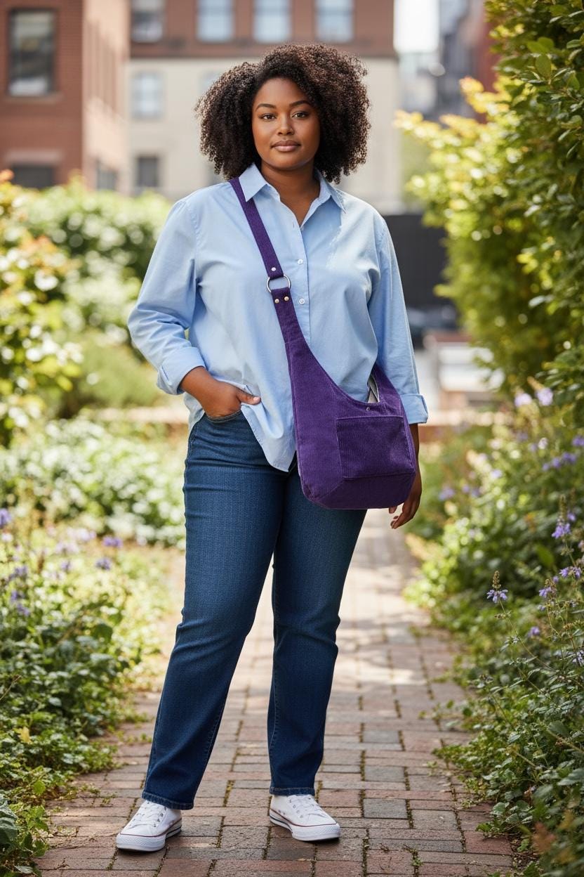 Crossbody Corduroy Hobo Bag