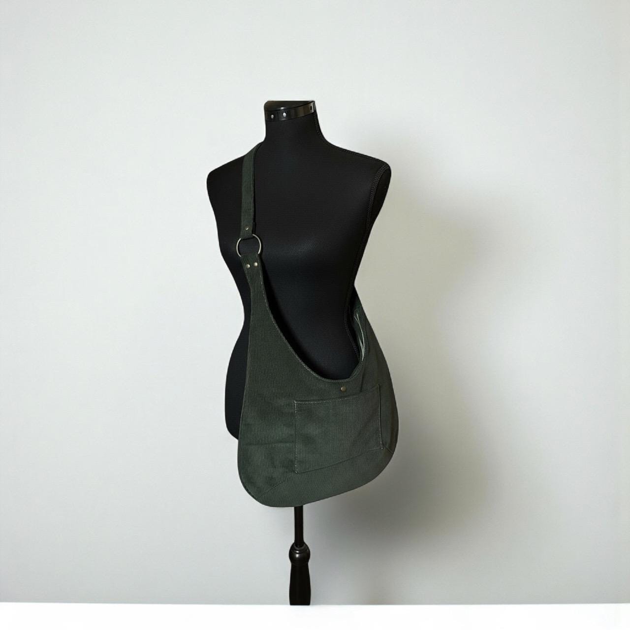 Crossbody Corduroy Hobo Bag