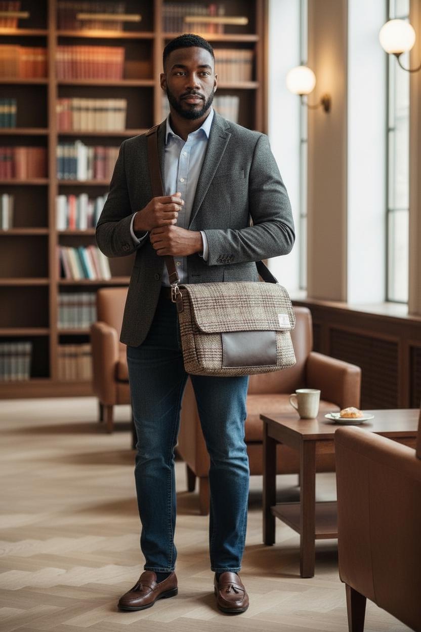 Harris Tweed Laptop Messenger Bag