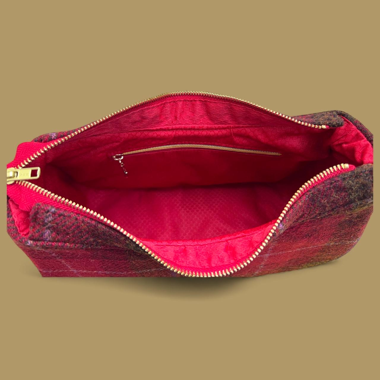 Harris Tweed Shoulder Bag with Leather Removable Strap Large Handbag Fall Fashion Gifts