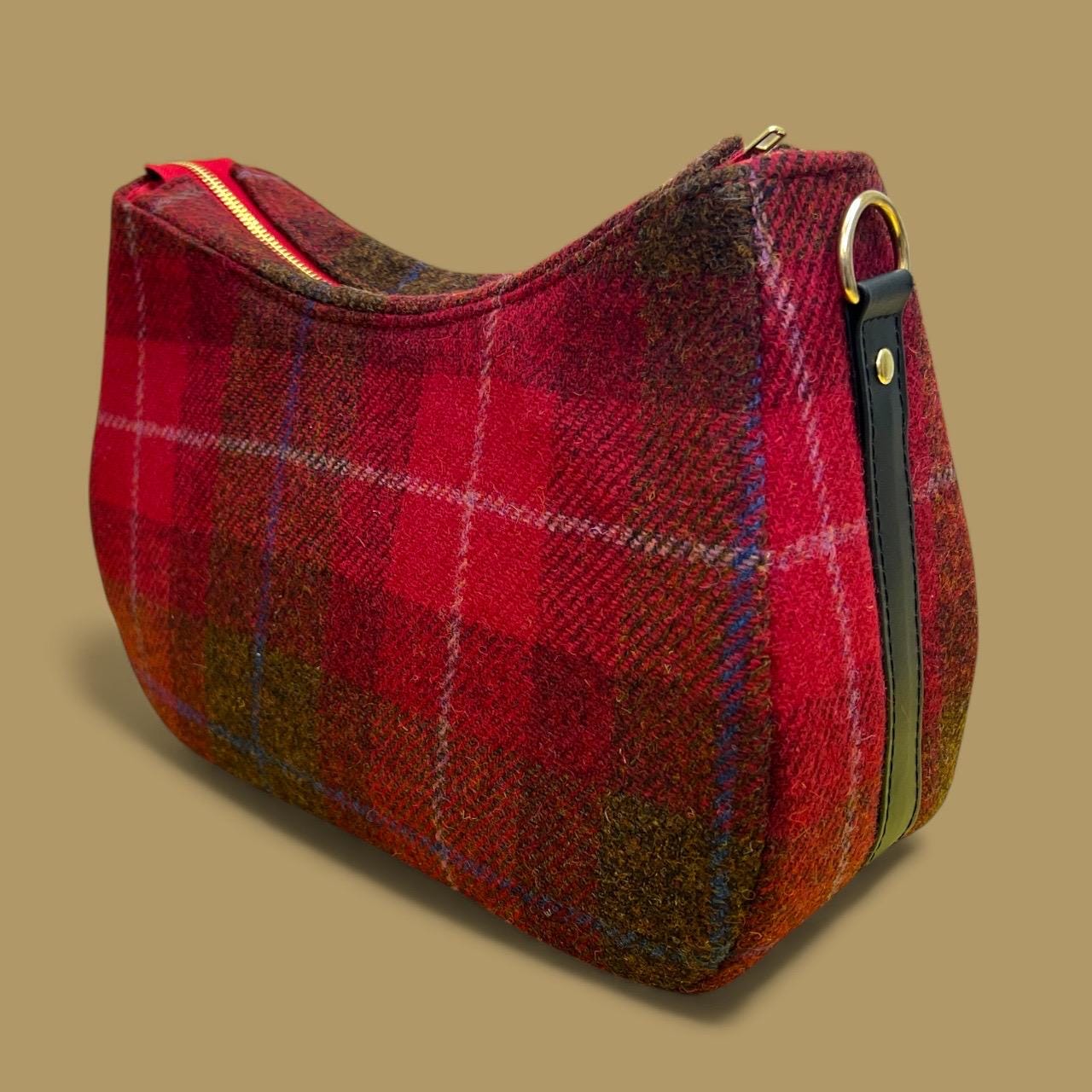 Harris Tweed Shoulder Bag with Leather Removable Strap Large Handbag Fall Fashion Gifts