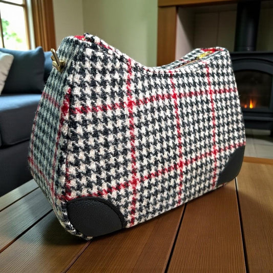 Harris Tweed Shoulder Bag with Leather Strap Handbag Fall Fashion Gifts