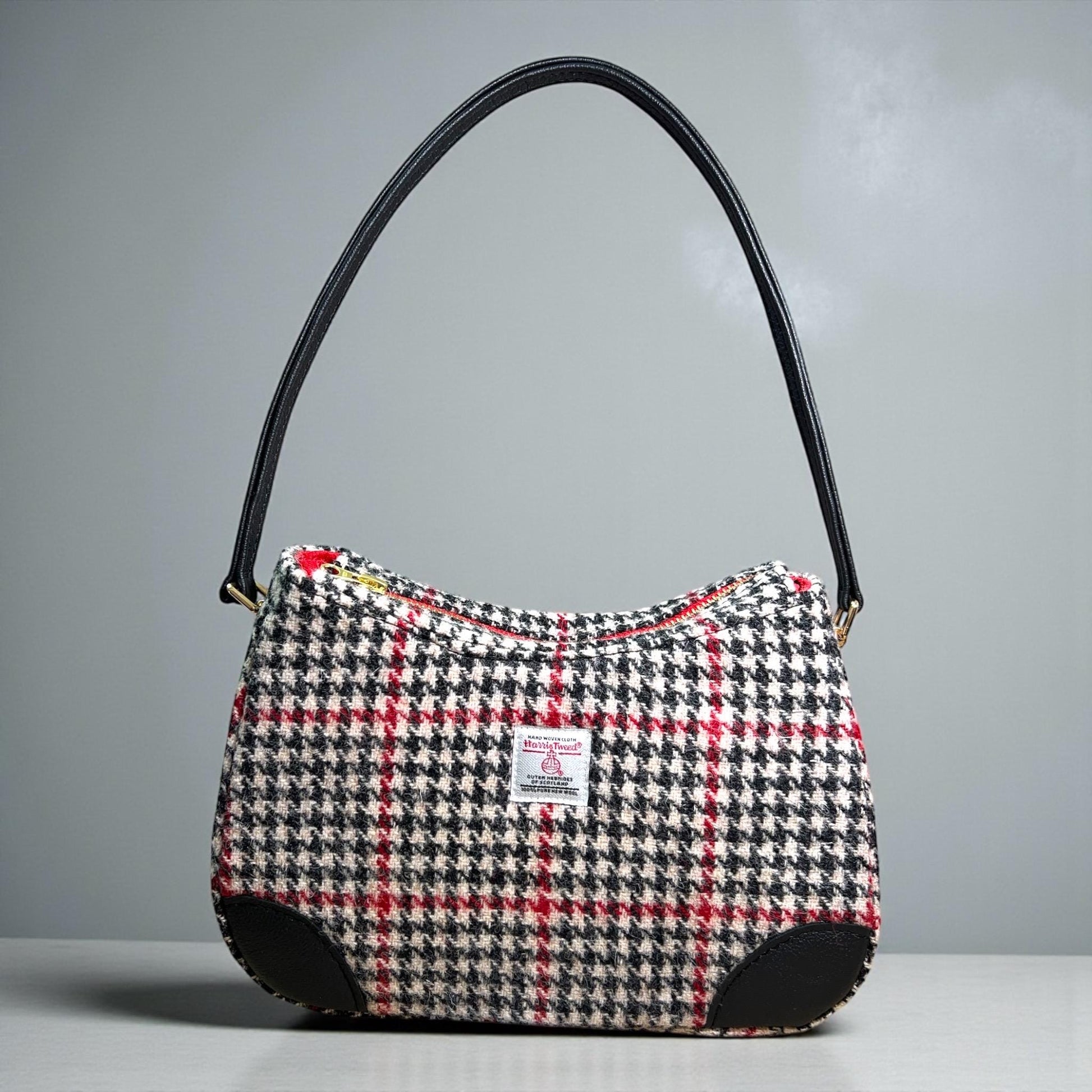 Harris Tweed Shoulder Bag with Leather Strap Handbag Fall Fashion Gifts