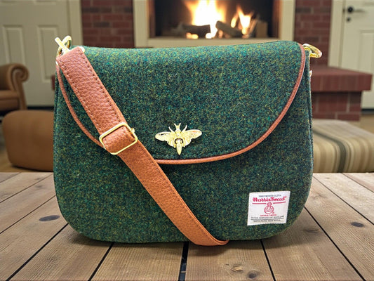 Crossbody Harris Tweed Glenwillow Saddle Bag Purse Forest Green