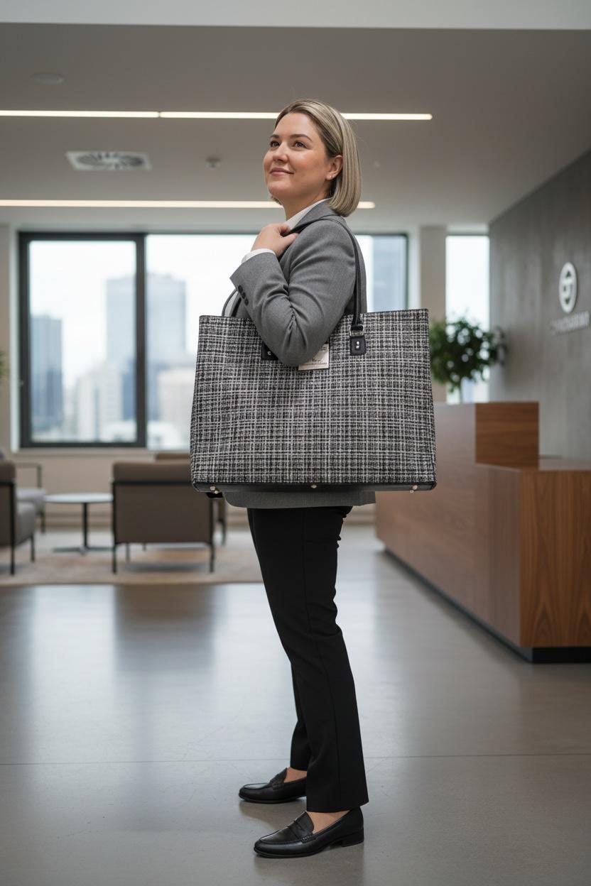 Harris Tweed Large Soft Sided Briefcase, Scottish Wool Purse, Unique Structured Zipper Tote, Classic Professional Work Laptop Handbag