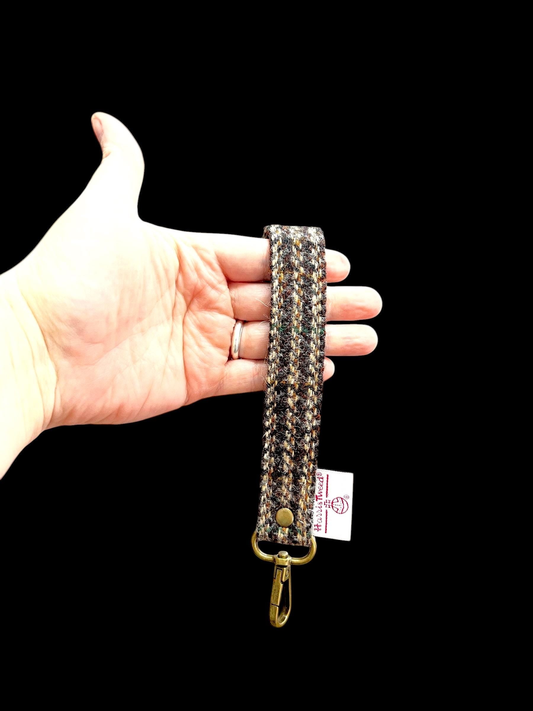 Harris Tweed Key Fob, Brown Beige Stripe
