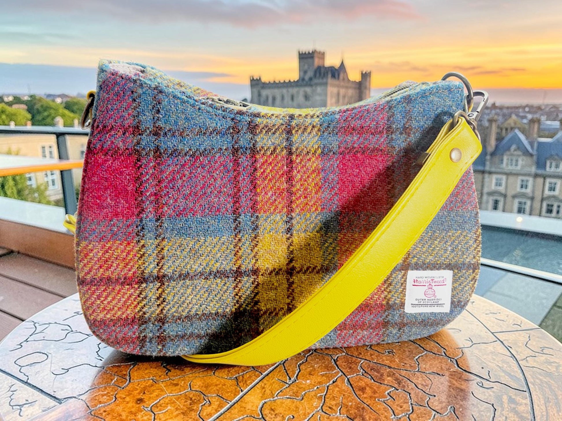 Harris Tweed Shoulder Bag: Faux Leather Strap Purse