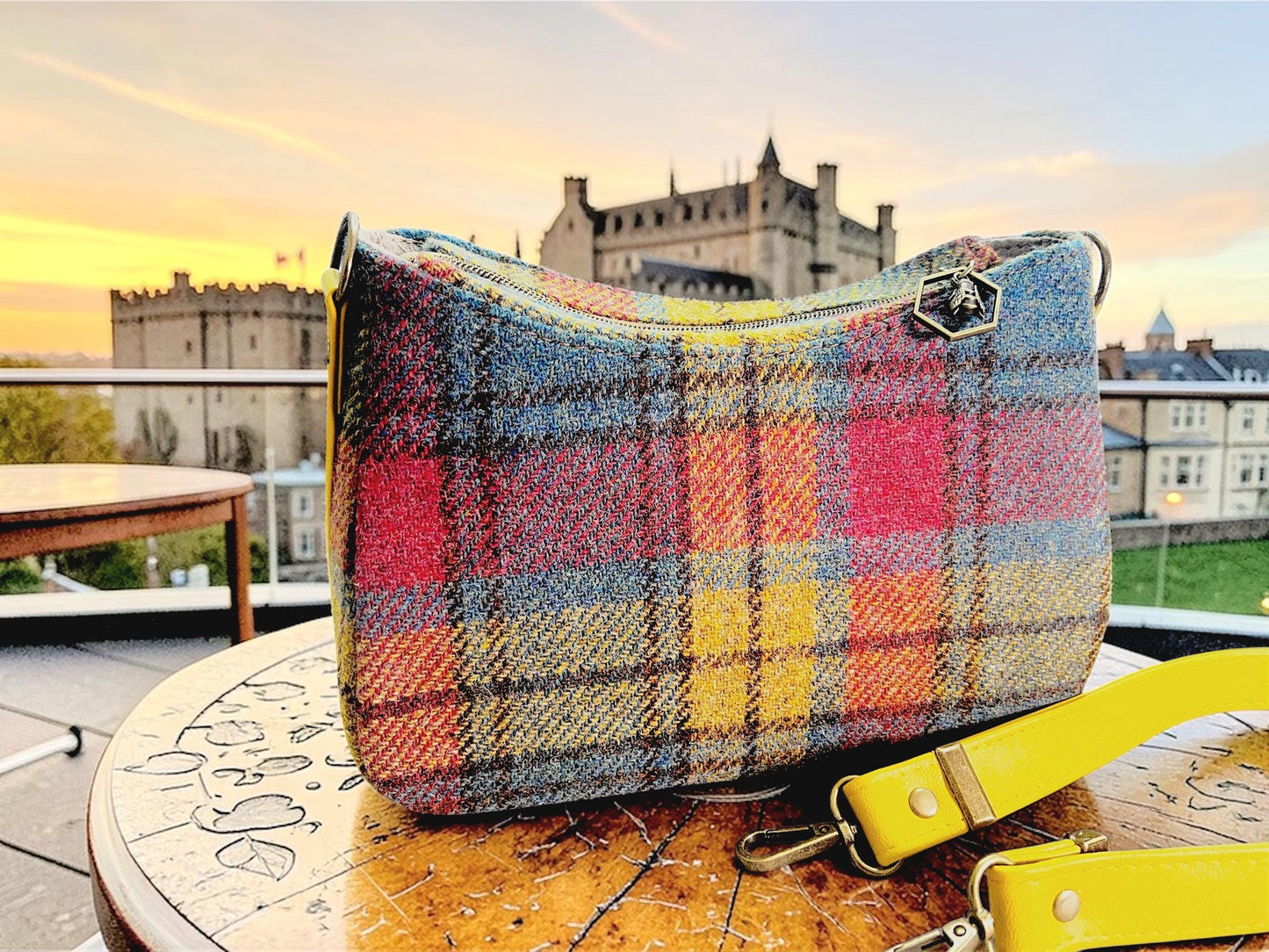 Harris Tweed Shoulder Bag: Faux Leather Strap Purse