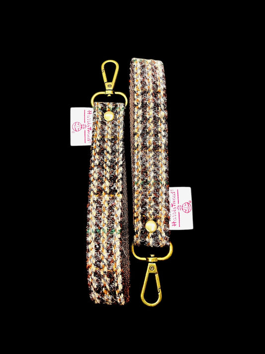 Harris Tweed Key Fob, Brown Beige Stripe
