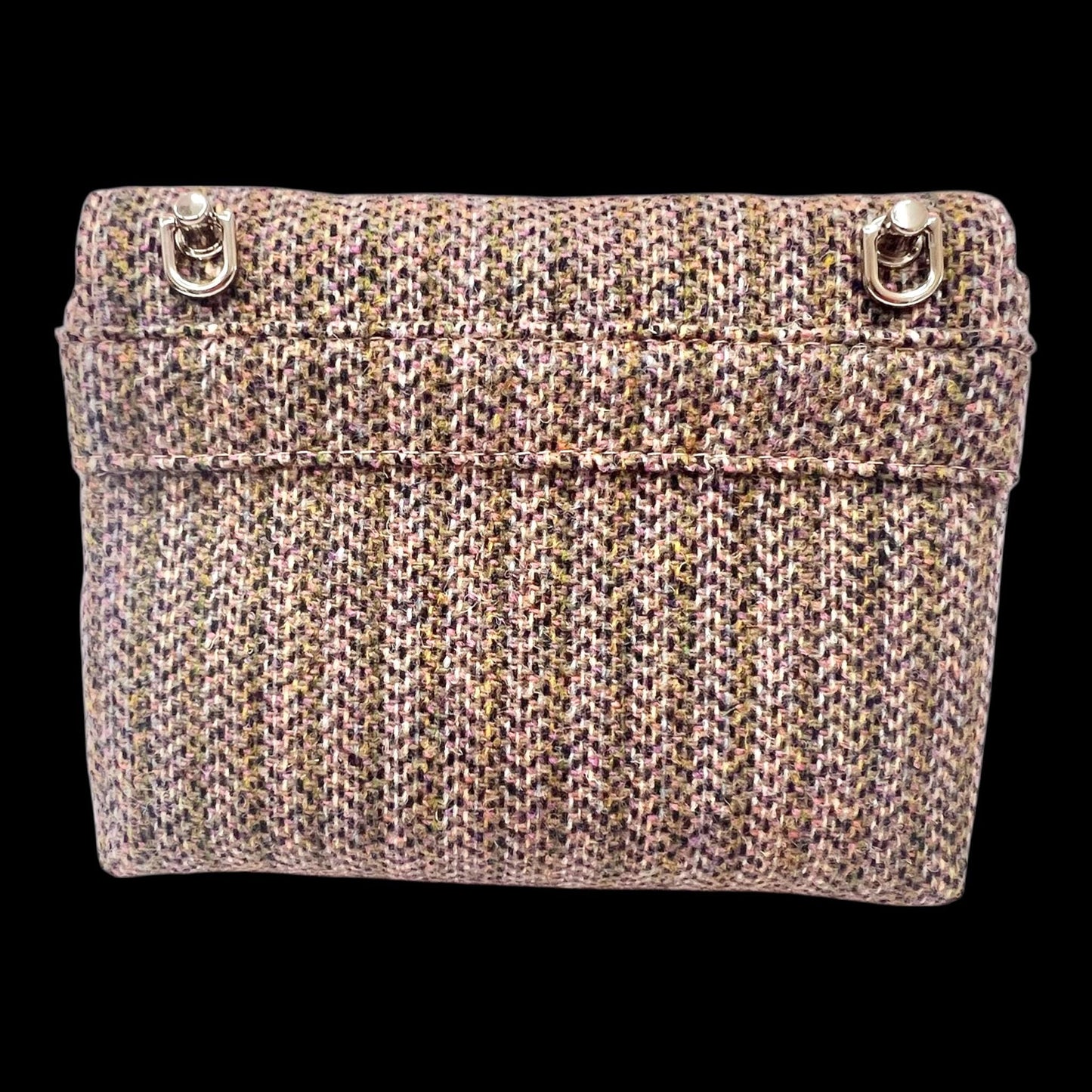 Harris Tweed Small Crossbody Wallet Purse Light Pink, Olive. Black