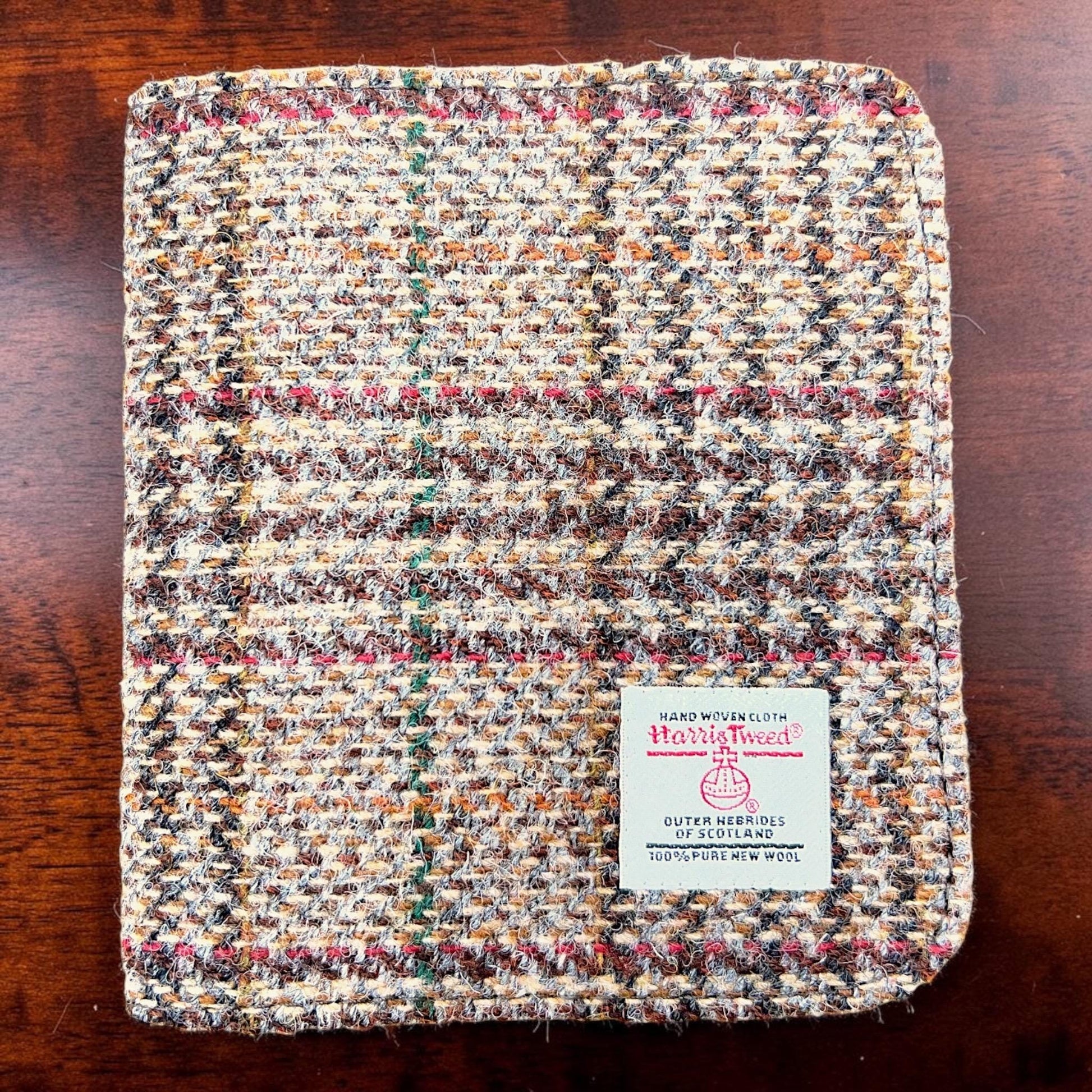 Harris Tweed Passport Cover with Credit Card Slots Brown Check