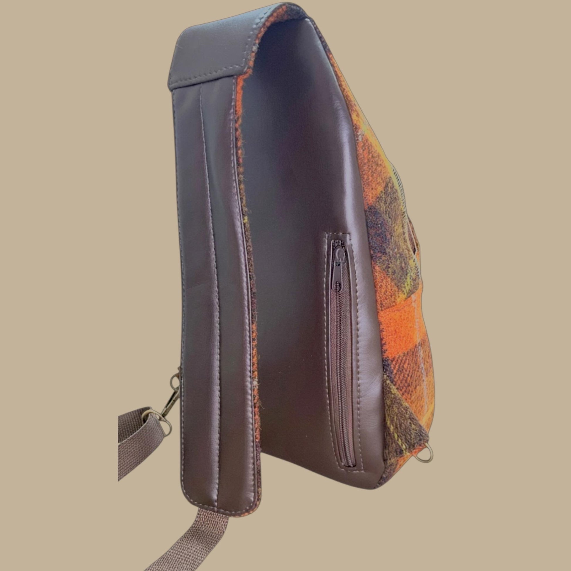 Harris Tweed Retro Sling Crossbody Purse Rust Orange Brown