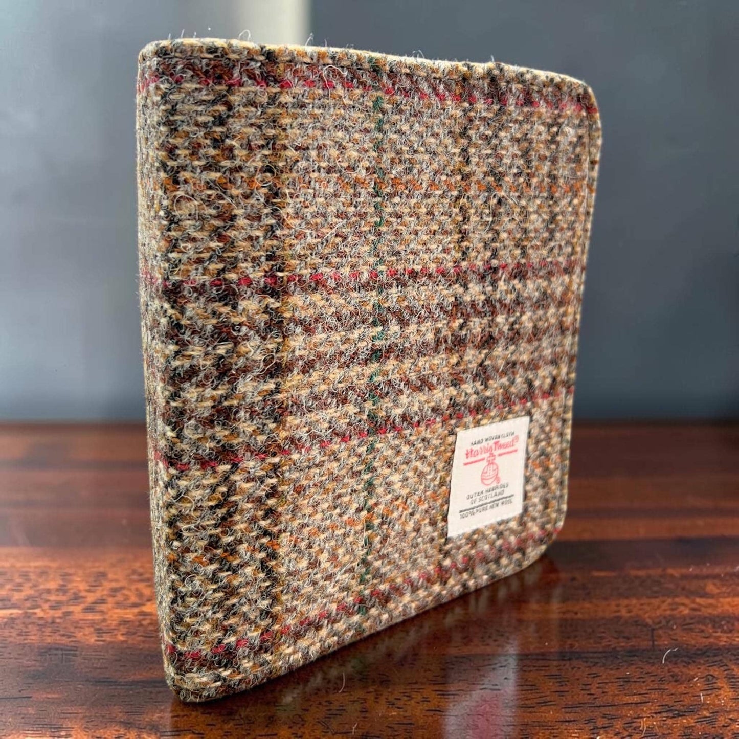 Harris Tweed Passport Cover with Credit Card Slots Brown Check