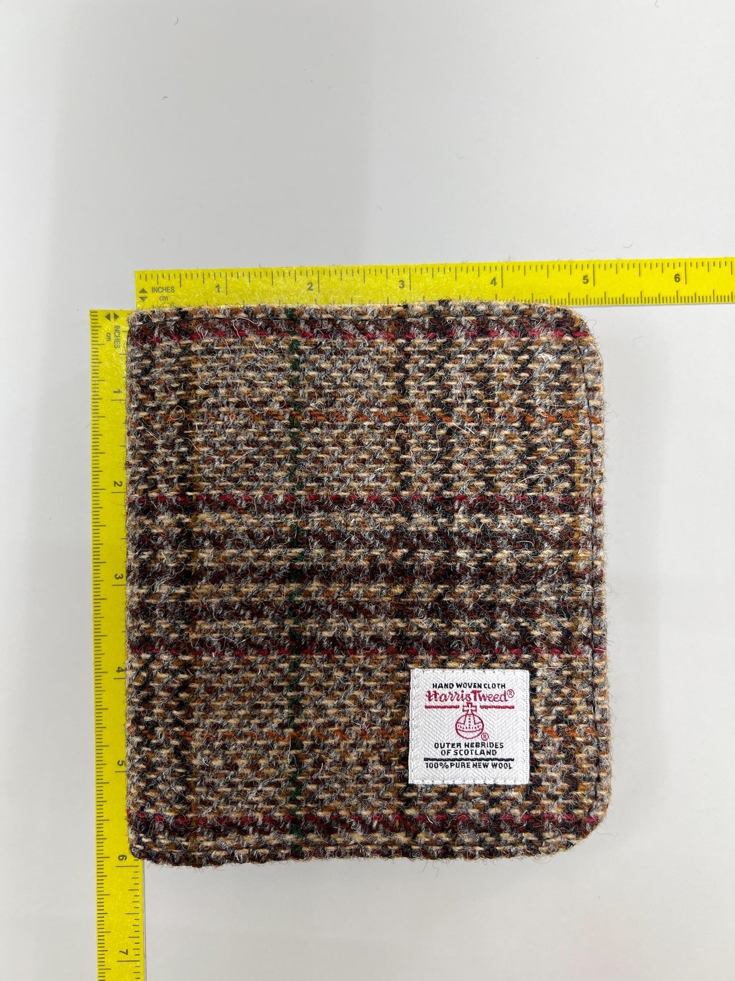 Harris Tweed Passport Cover with Credit Card Slots Brown Check