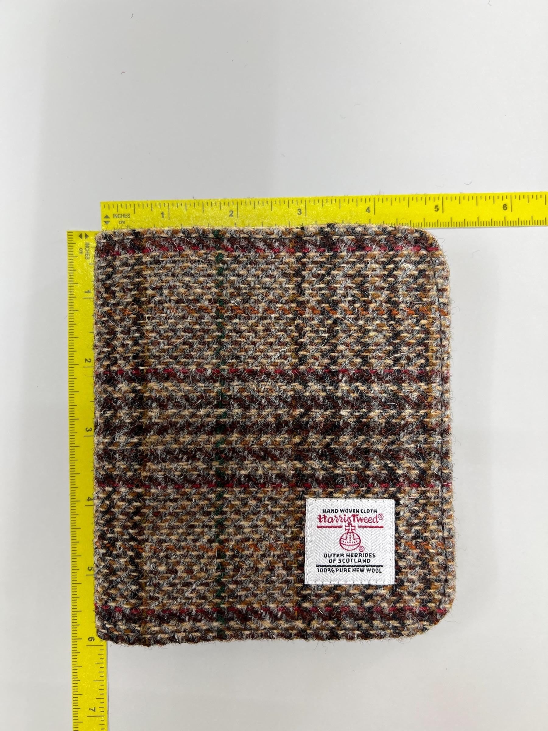 Harris Tweed Passport Cover with Credit Card Slots Brown Check