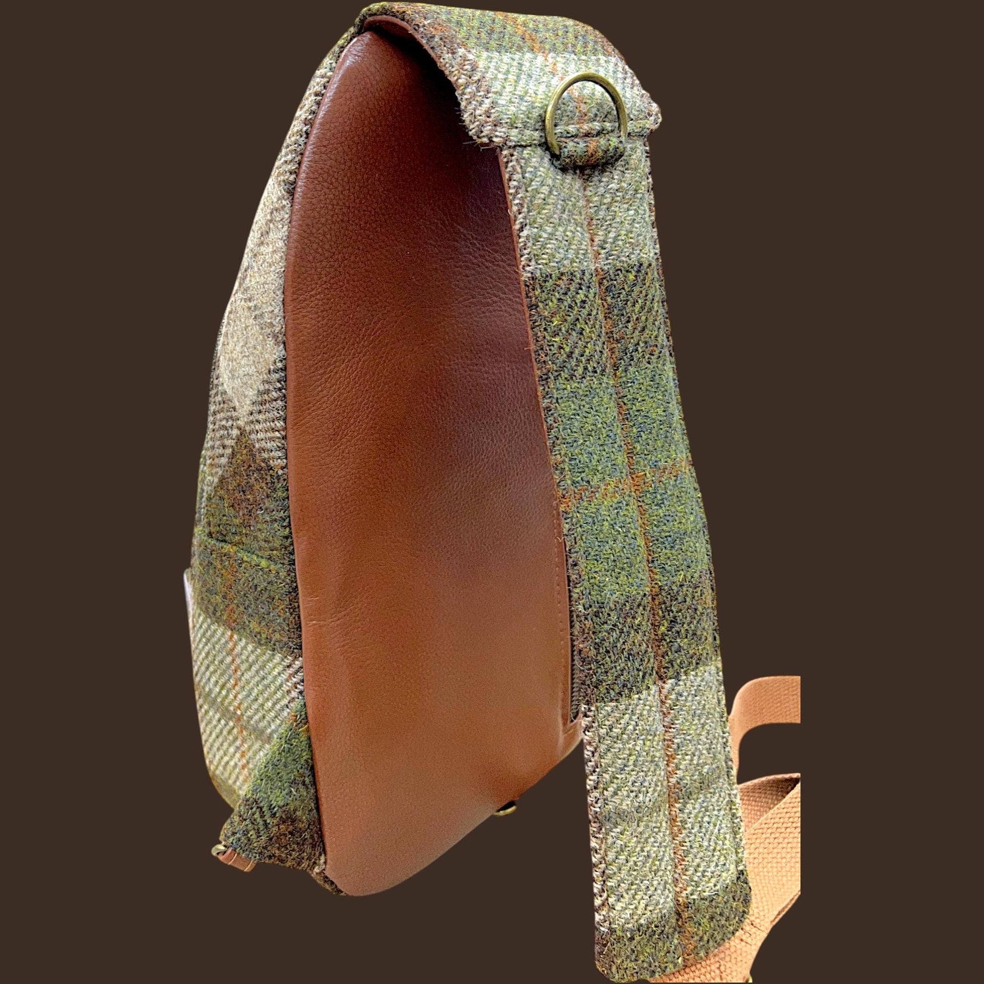 Harris Tweed Retro Sling Crossbody Purse Beige Olive Brown