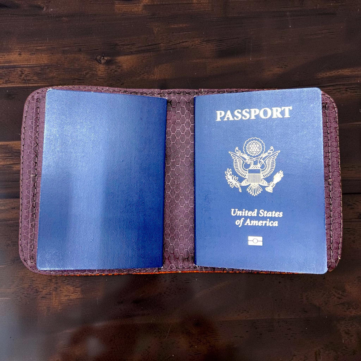 Harris Tweed Passport Cover with Credit Card Slots Rust Orange Brown