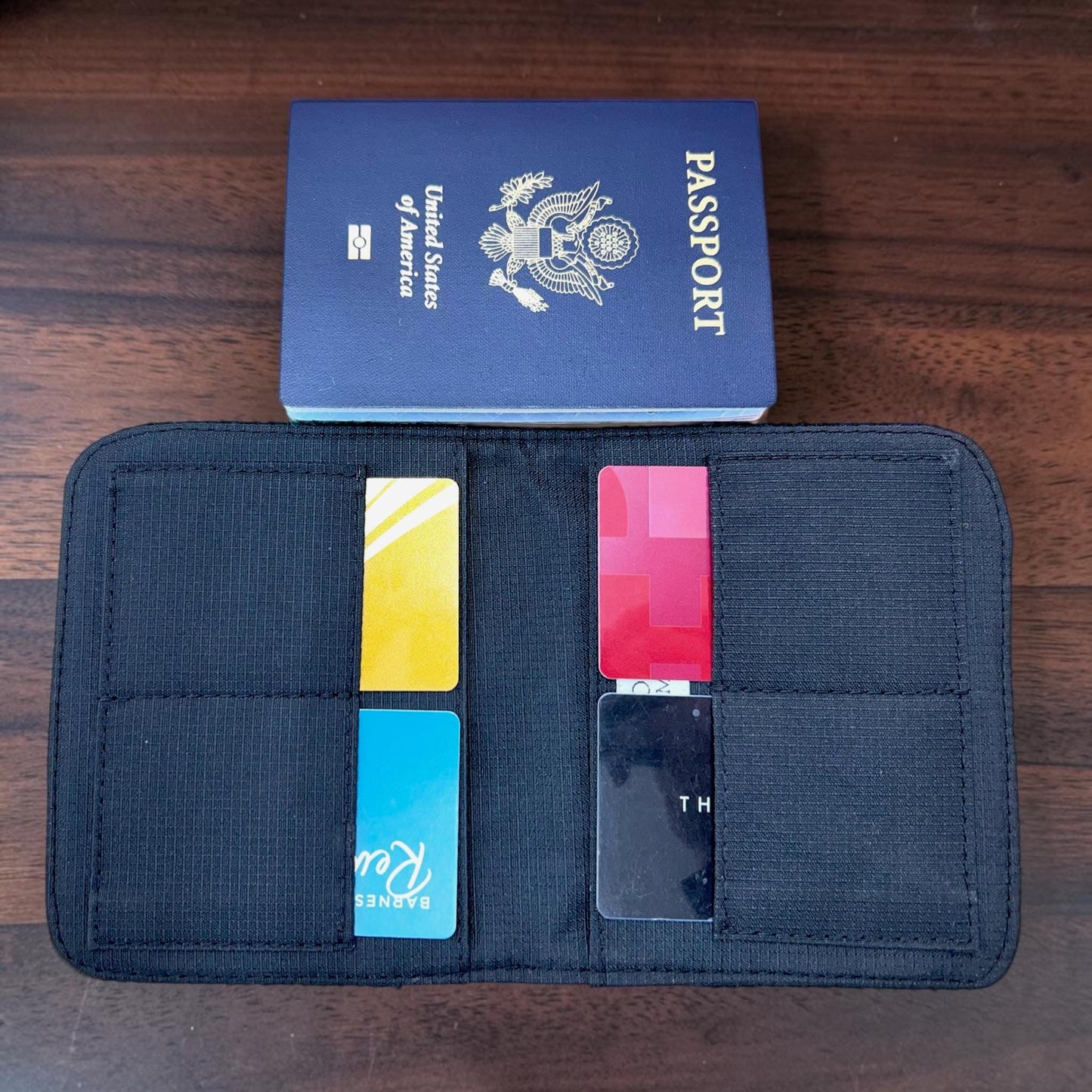 Harris Tweed Passport Cover with Credit Card Slots Blackwatch Tartan