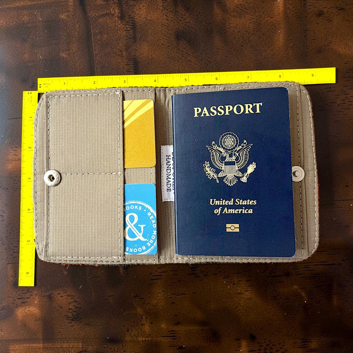 Harris Tweed Passport Cover with Credit Card Slots With Snap Closure Rust Orange Brown