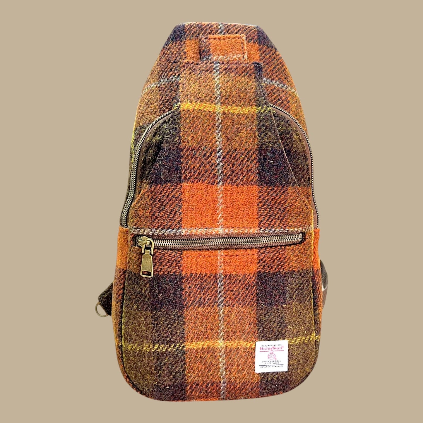 Harris Tweed Retro Sling Crossbody Purse Rust Orange Brown
