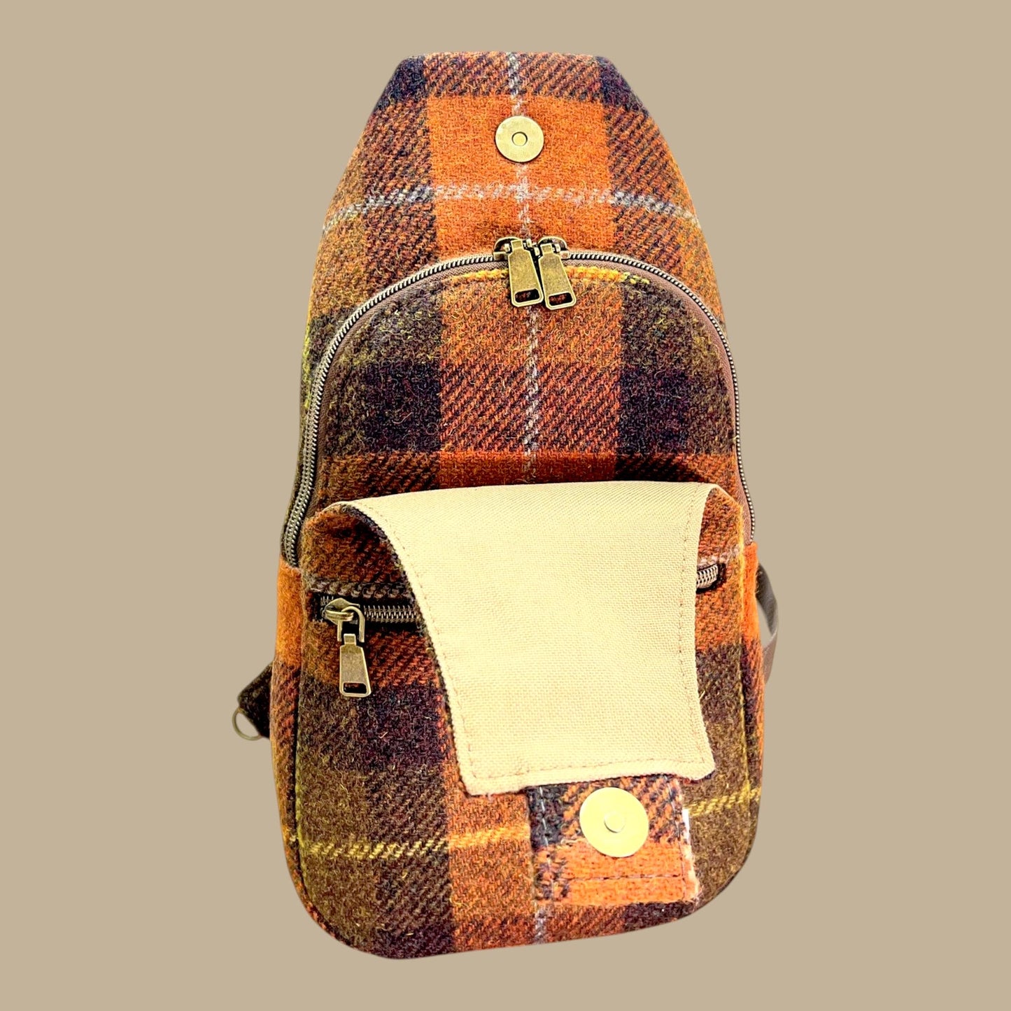 Harris Tweed Retro Sling Crossbody Purse Rust Orange Brown