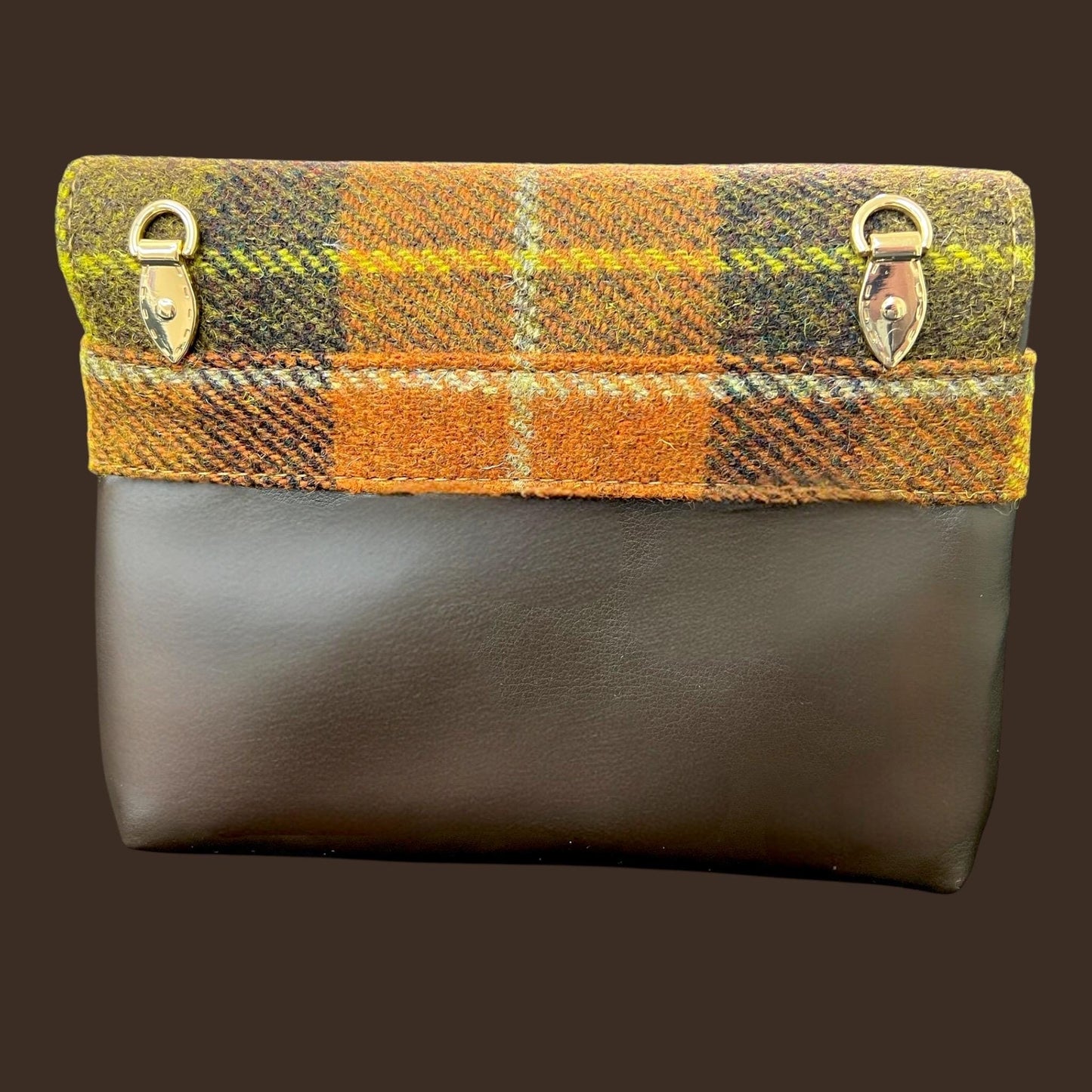Harris Tweed Small Crossbody Wallet Purse Rust Orange Brown