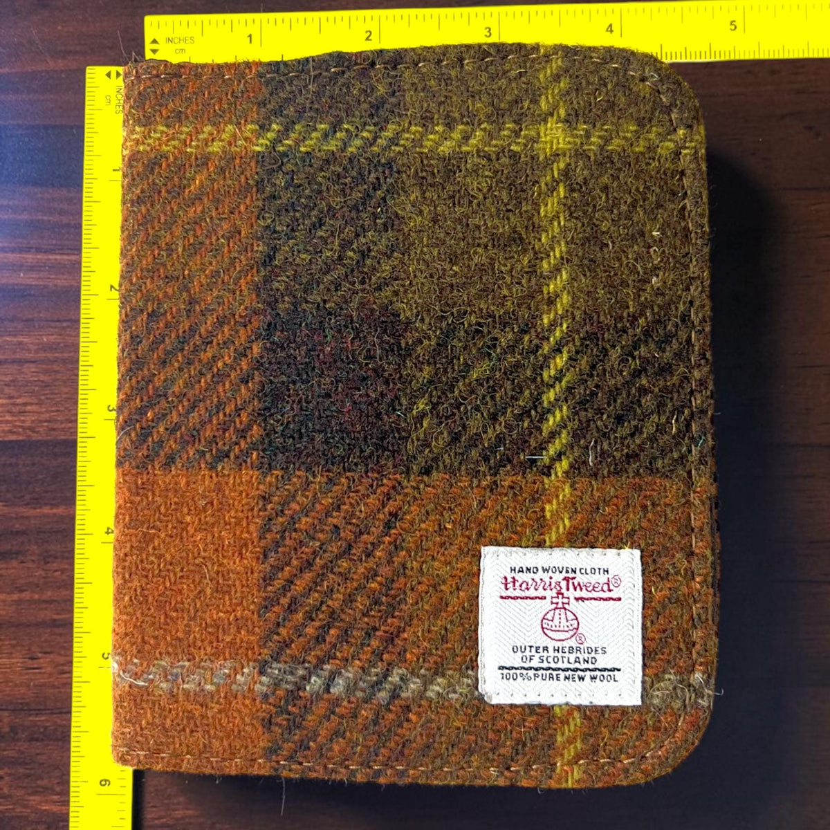Harris Tweed Passport Cover with Credit Card Slots Rust Orange Brown