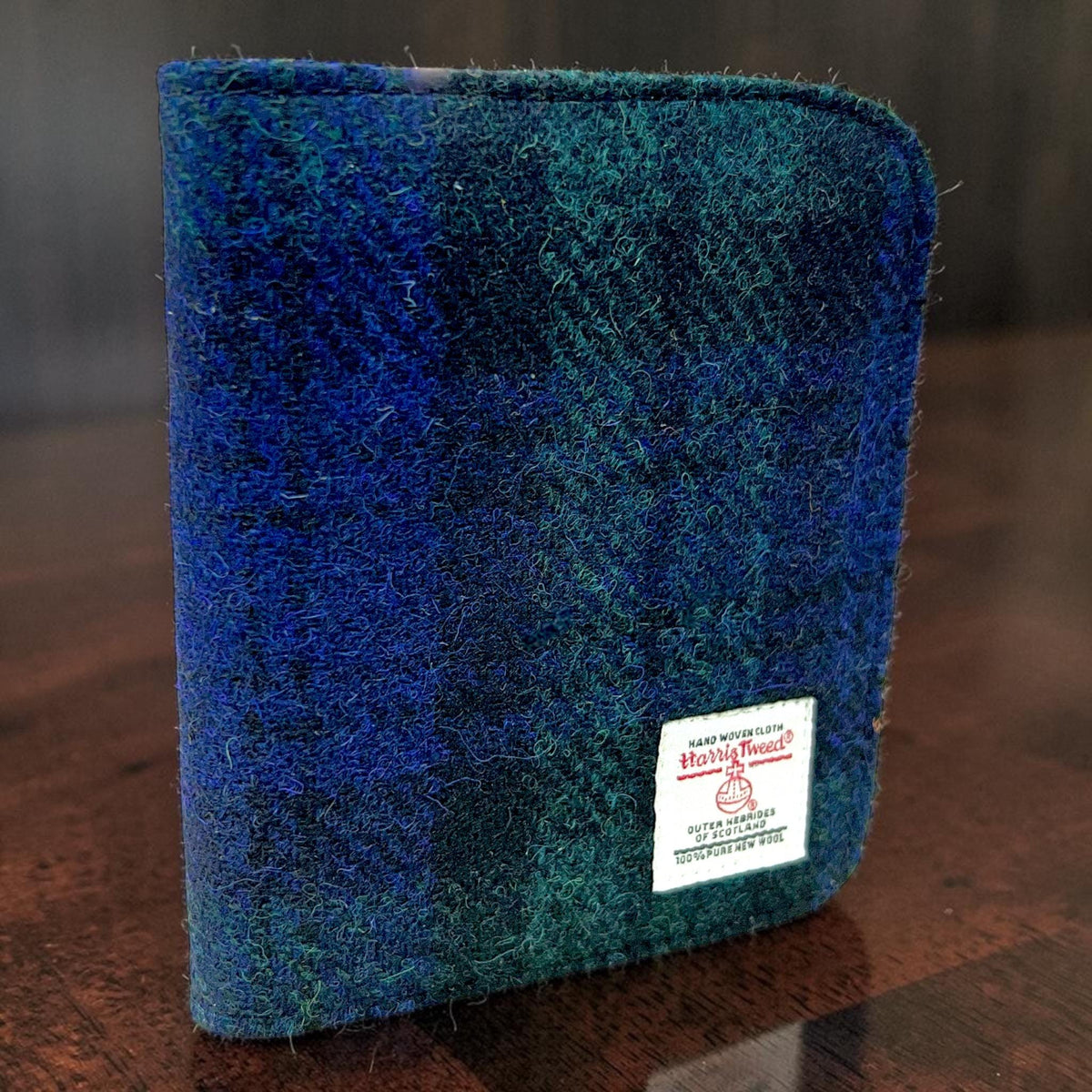 Harris Tweed Passport Cover with Credit Card Slots Blackwatch Tartan