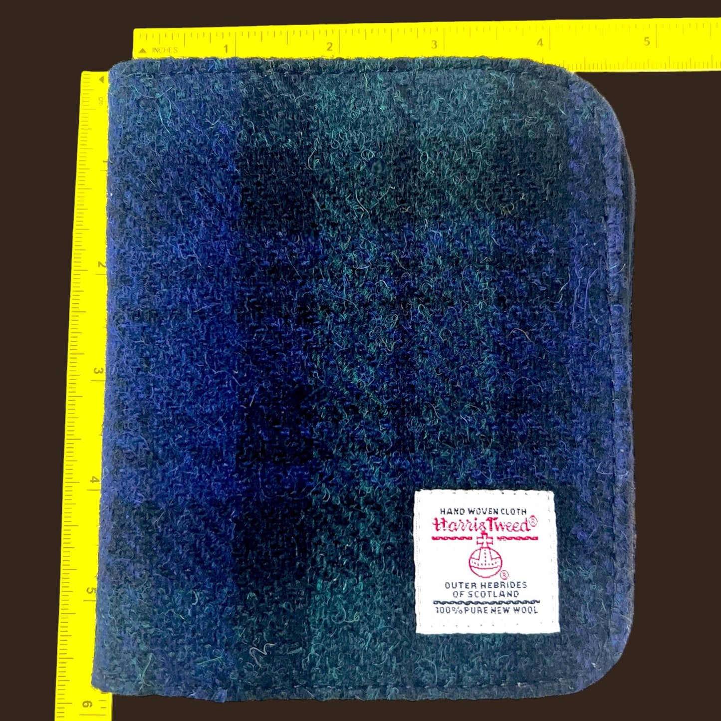 Harris Tweed Passport Cover with Credit Card Slots Blackwatch Tartan